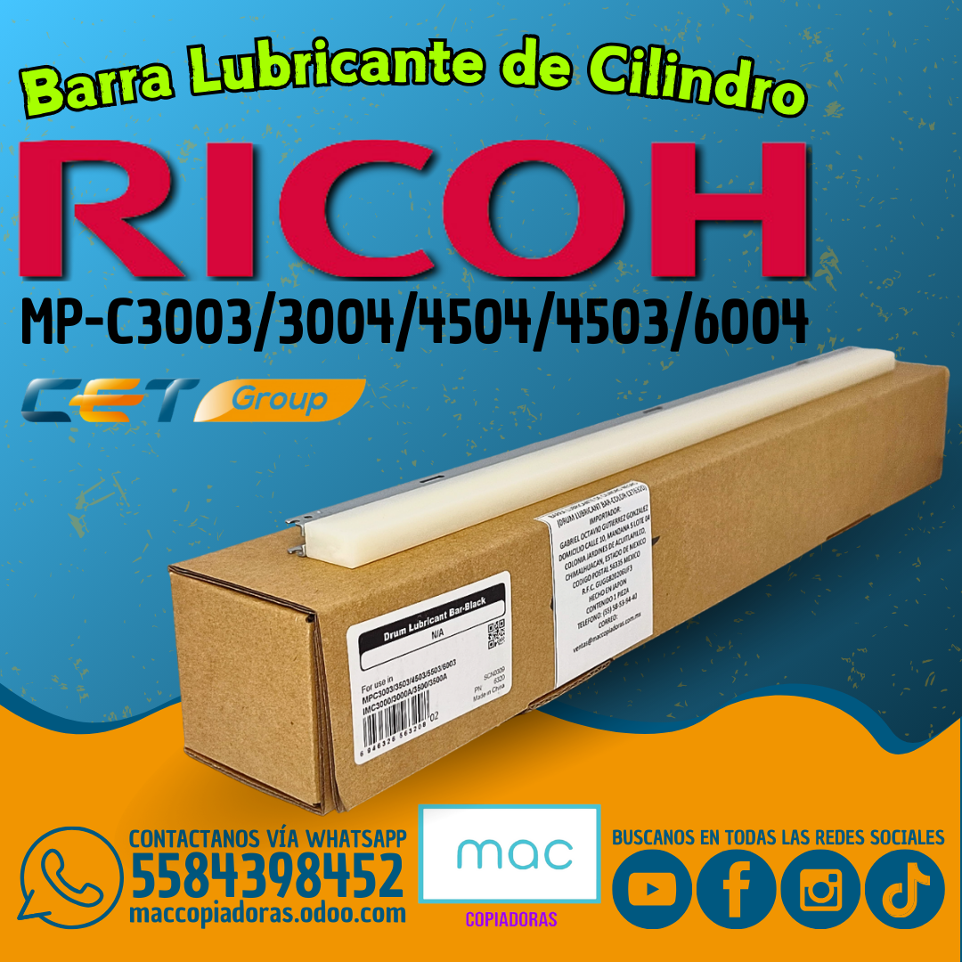 barra lubricante de la marca CET para cilindro opc de copiadoras ricoh