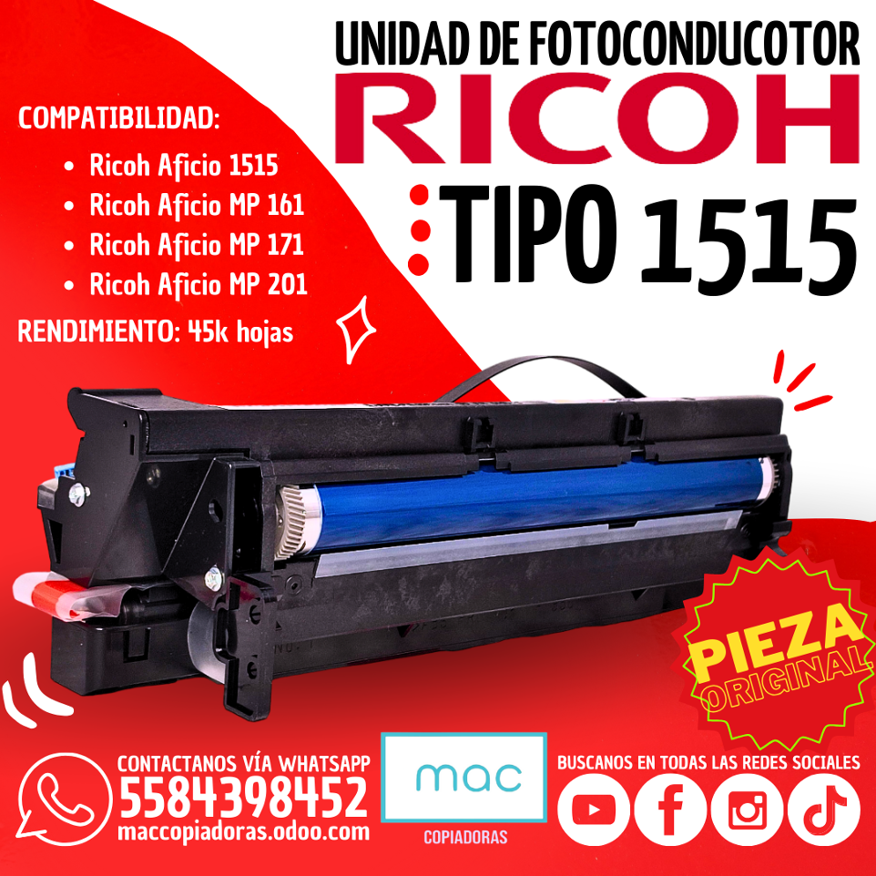 unidad fotoconductora ricoh 1515 unidad de fotoconductor original de la marca ricoh tipo 1515