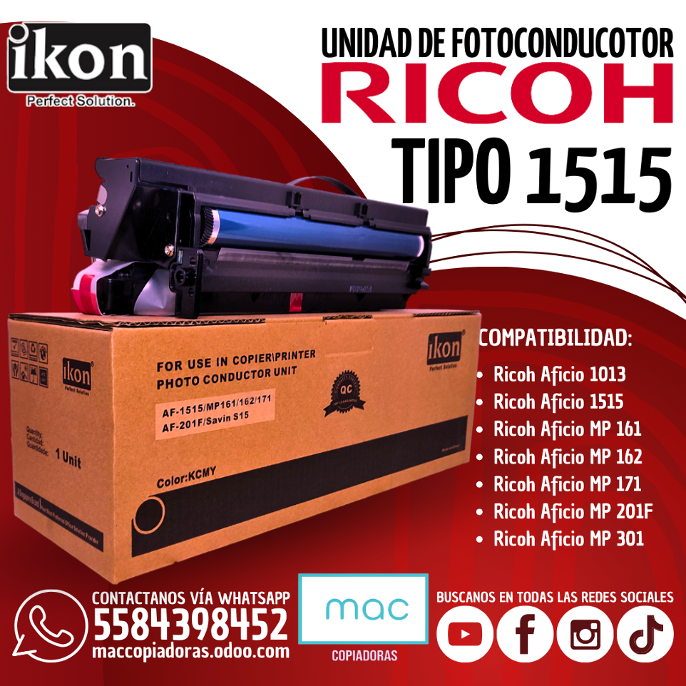 unidad fotoconductora tipo 1515 unidad de fotoconductor tipo 1515 de la marca ikon para copiadoras ricoh