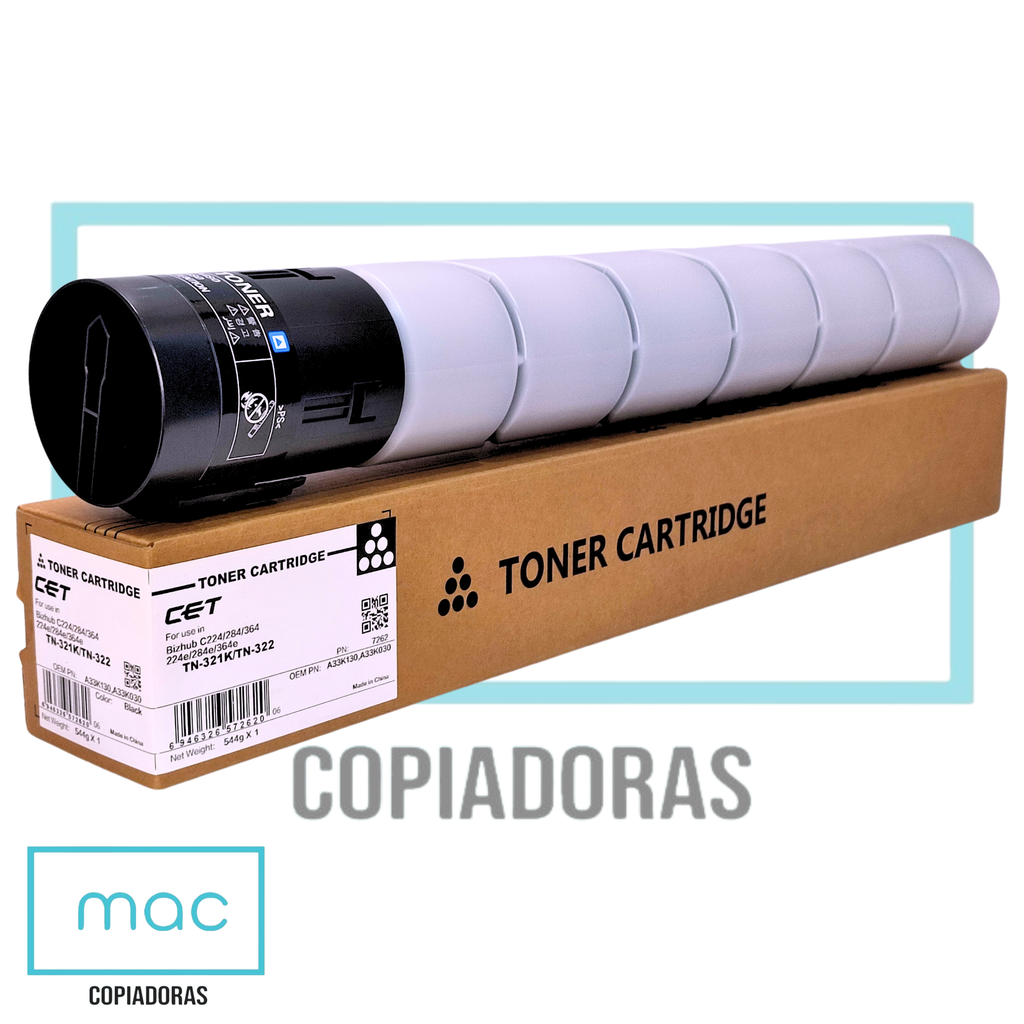 CARTUCHO DE TONER BIZHUB C224 TN321 BLACK CET