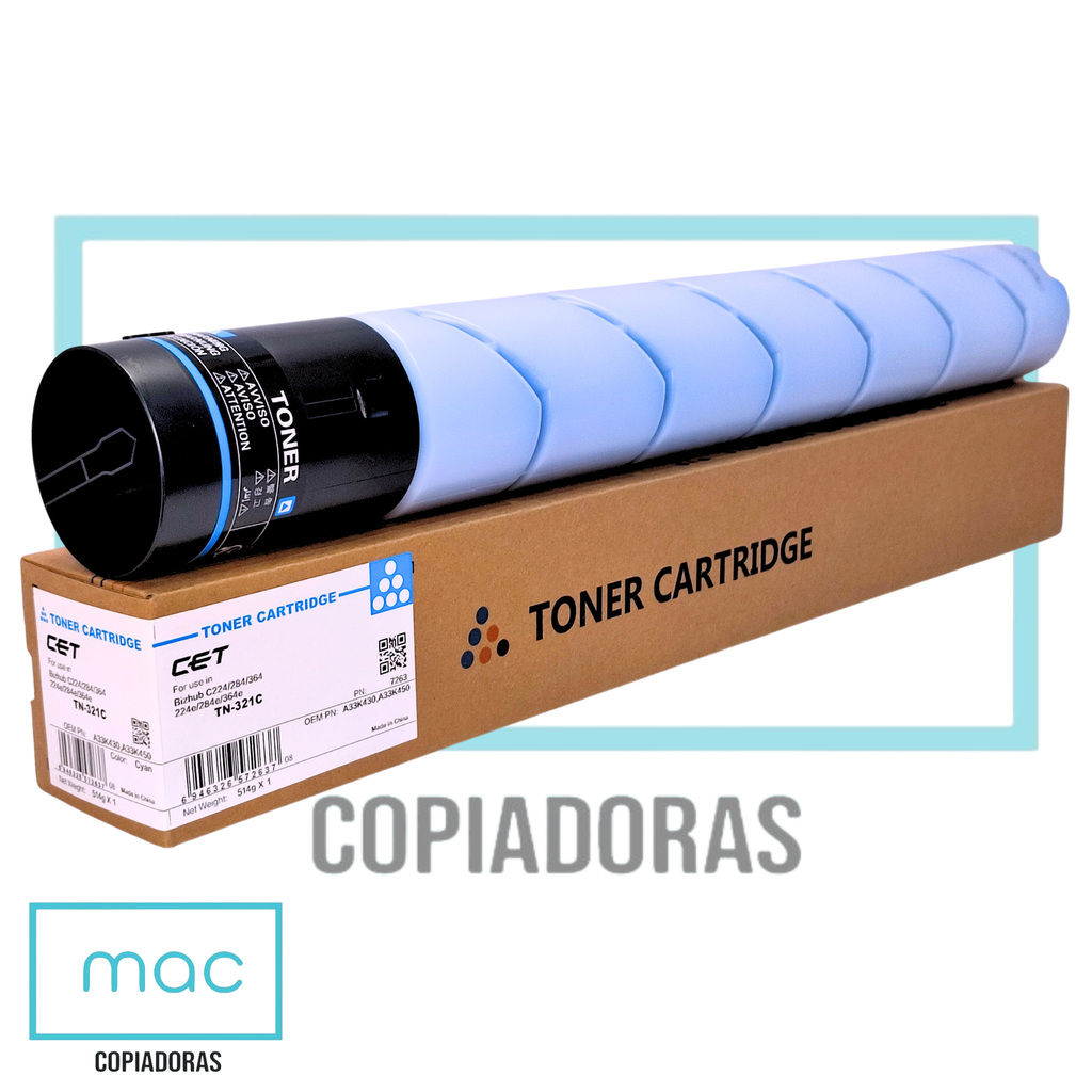 CARTUCHO DE TONER BIZHUB C224 TN321 CYAN CET