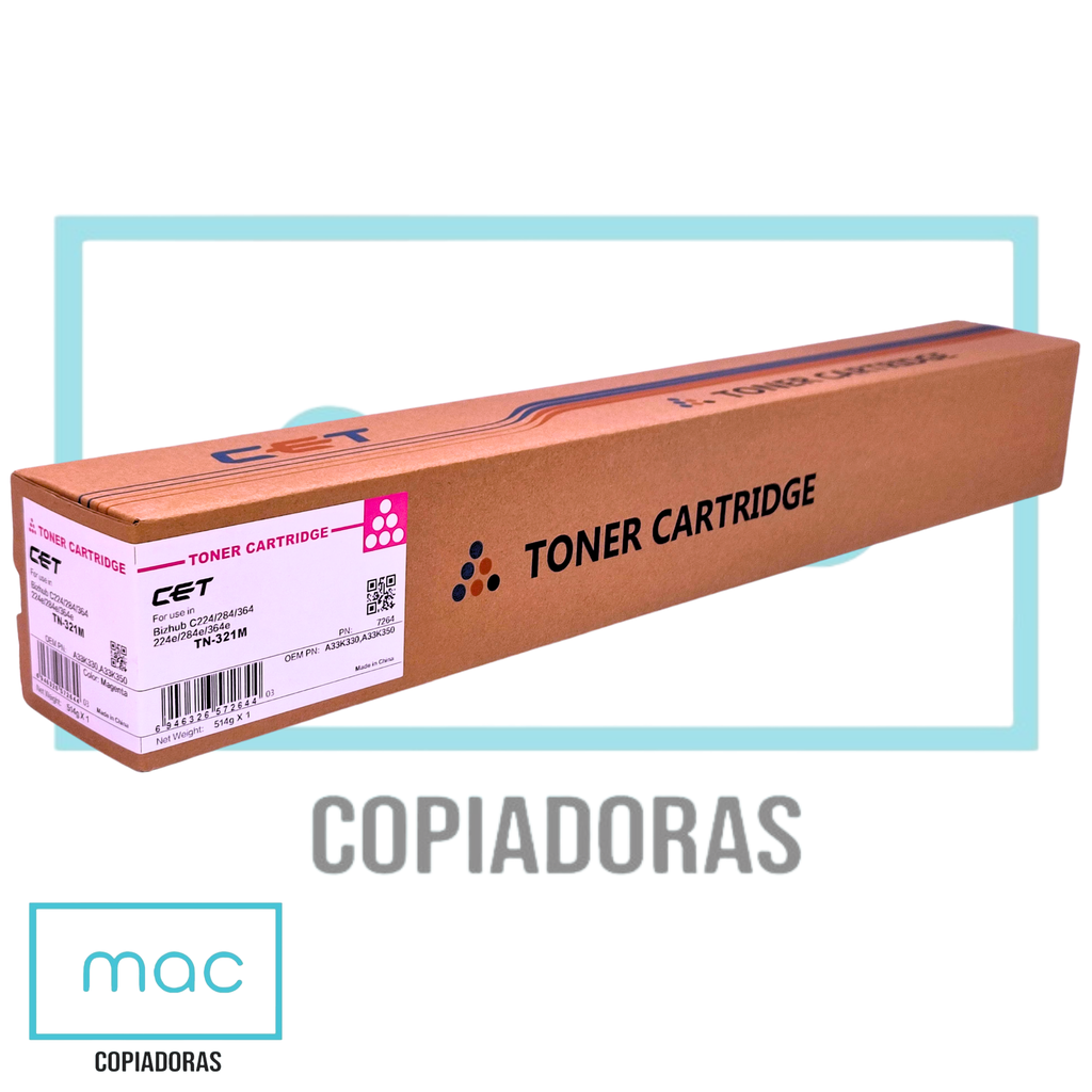 CARTUCHO DE TONER BIZHUB C224 TN321 MAGENTA CET