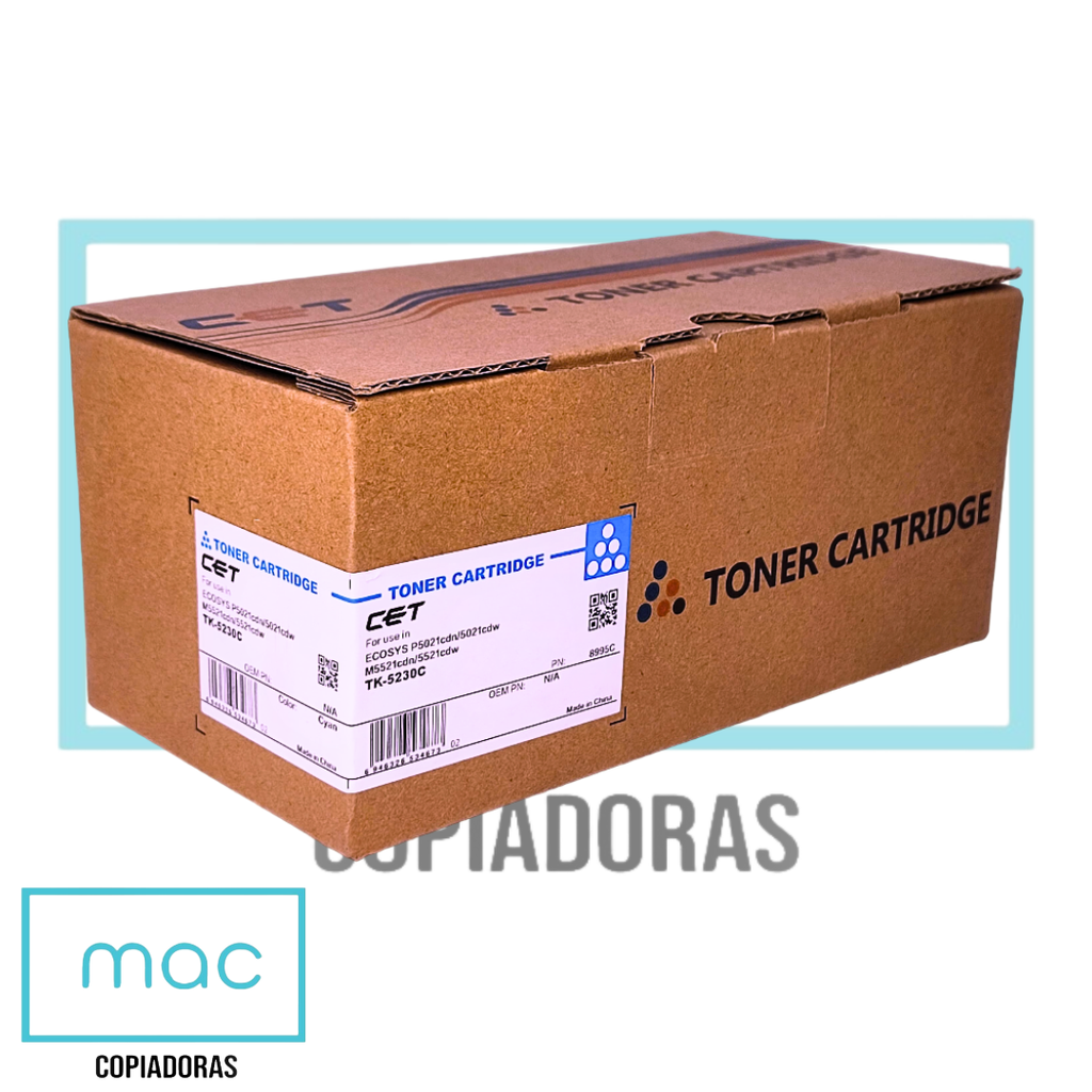 Cartucho de Tóner Cyan Kyocera TK-5230C | Ecosys P5021/M5521 (CET)